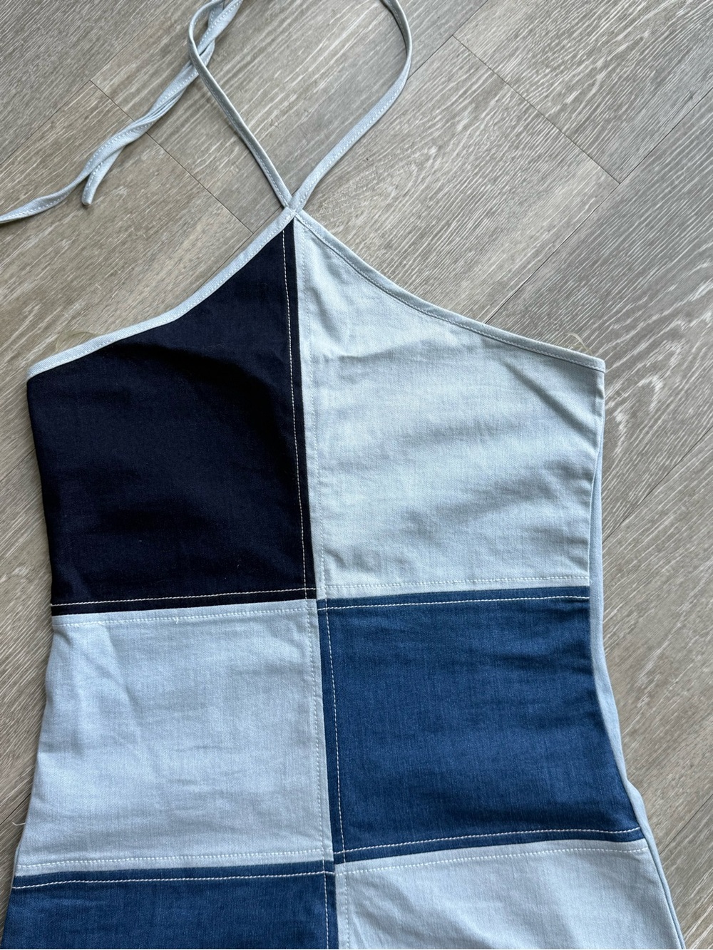 Blue Blush Colorblock Halter Mini Dress in Navy & Light Blue - Picture 2 of 4